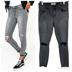 Pacsun Superstretch Ankle Jegging Dark Raw Hem Gray Semi Distressed size 27